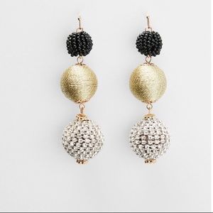 Express Earrings - Fabric Linear Drop Ball Earring